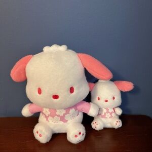 NWT SET Sanrio Sakura Series 11”/6.4” Pochacco Plush Cherry Blossom Round1